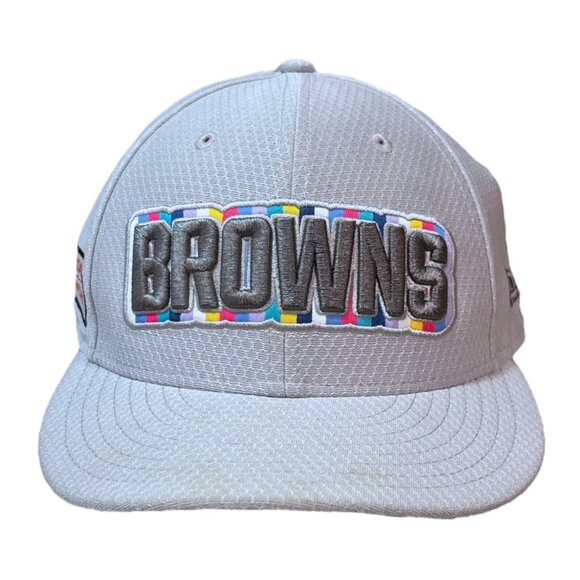CLEVELAND BROWNS NFL 7 1/2 Fitted Hat Crucial Catch New Era 59FIFTY Embroidered - Picture 1 of 16
